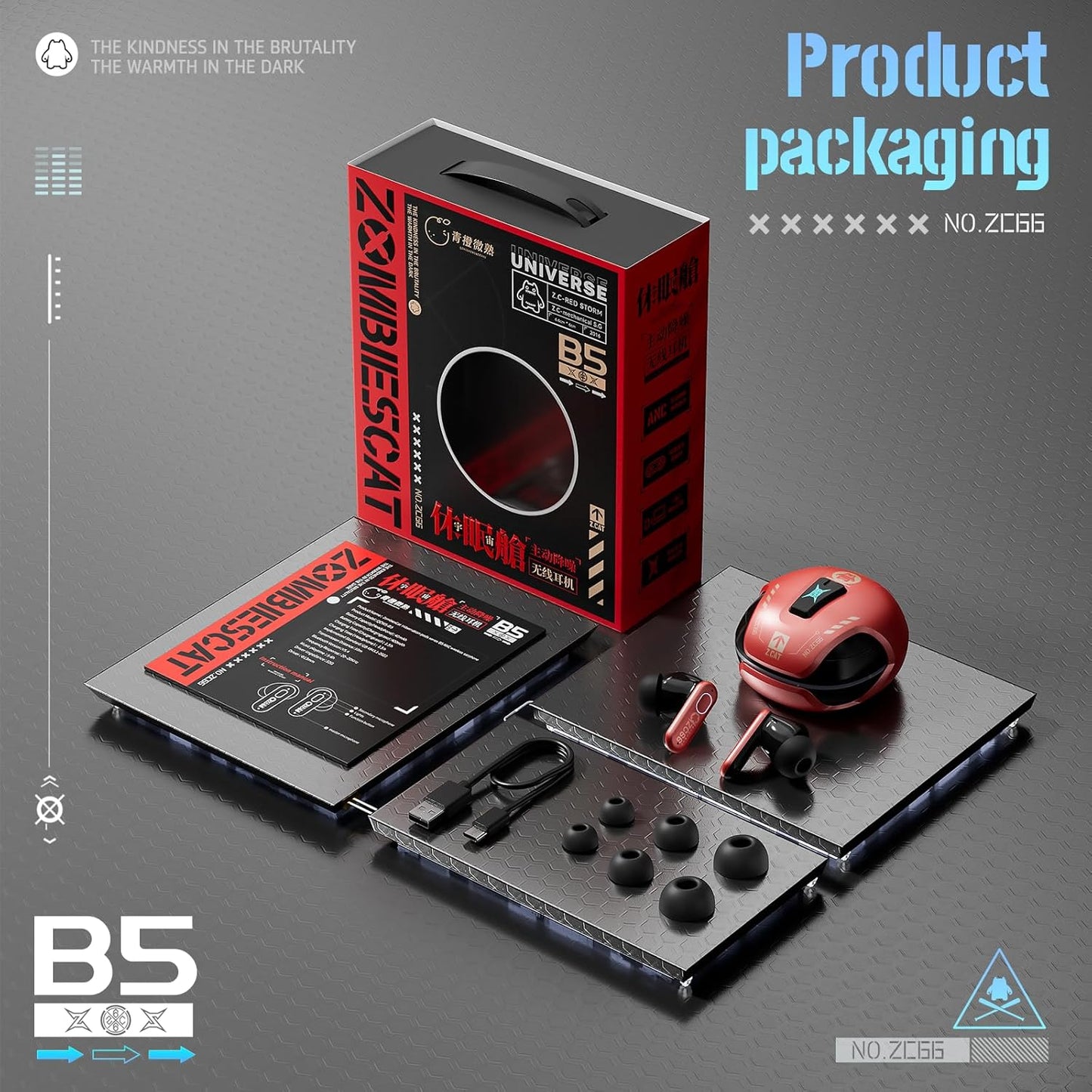 ZOMBIES CAT Sleep Earbuds for Side Sleepers, Sleep Headphones Wireless Bluetooth 5.3 LED Power Display