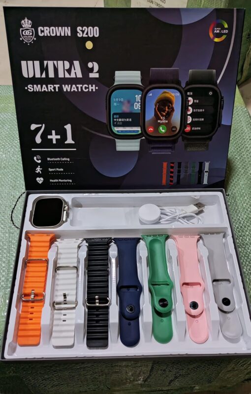 Ultra 2 (7 in 1) Multi belt smart watch with wireless charging (S – 200) Smart Watch