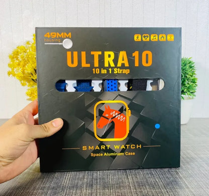 10 In 1 Ultra Smart Watch 2.1 Inch Full HD Screen Series 8 Wireless Charging 10 Straps & Waterproof.