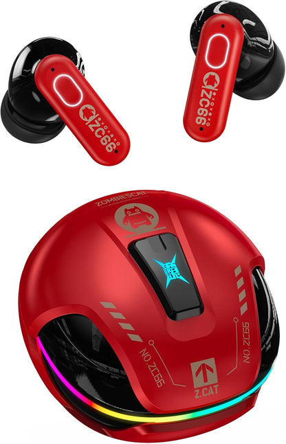 ZOMBIES CAT Sleep Earbuds for Side Sleepers, Sleep Headphones Wireless Bluetooth 5.3 LED Power Display