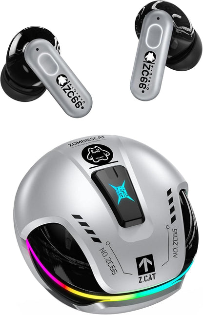 ZOMBIES CAT Sleep Earbuds for Side Sleepers, Sleep Headphones Wireless Bluetooth 5.3 LED Power Display