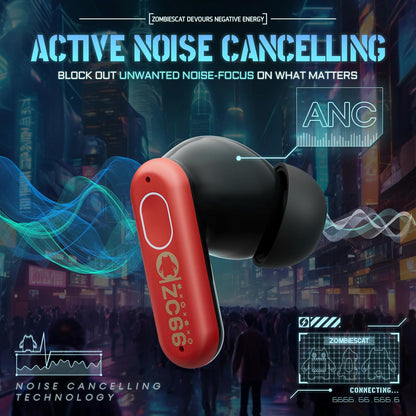 ZOMBIES CAT Sleep Earbuds for Side Sleepers, Sleep Headphones Wireless Bluetooth 5.3 LED Power Display