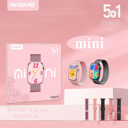 Wisme-X28 Mini Smart Watch Series'10 With Five Straps Band Wireless Charging